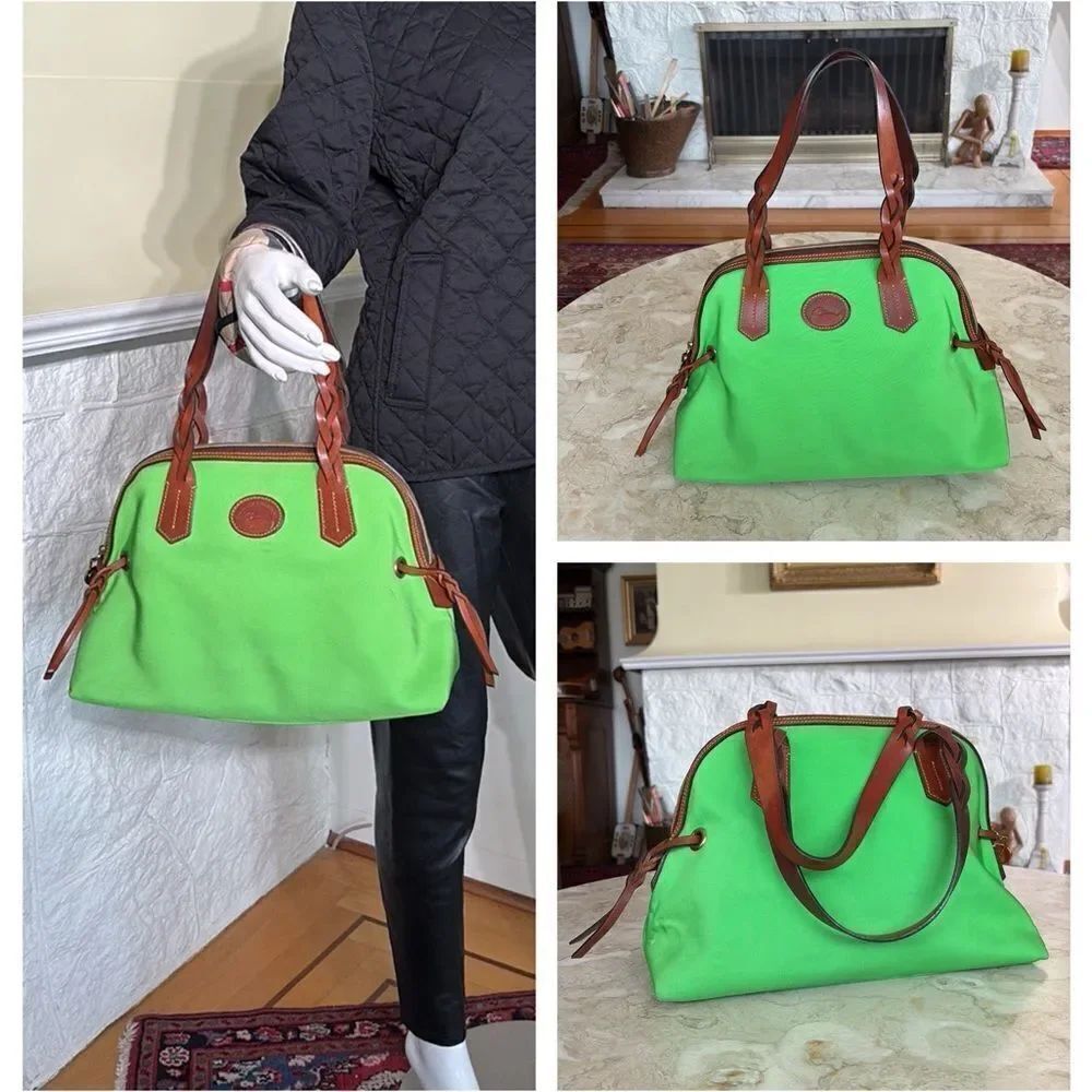 Vintage Dooney & Bourke Signature Blakely Collection Satchel Bag Lime Green